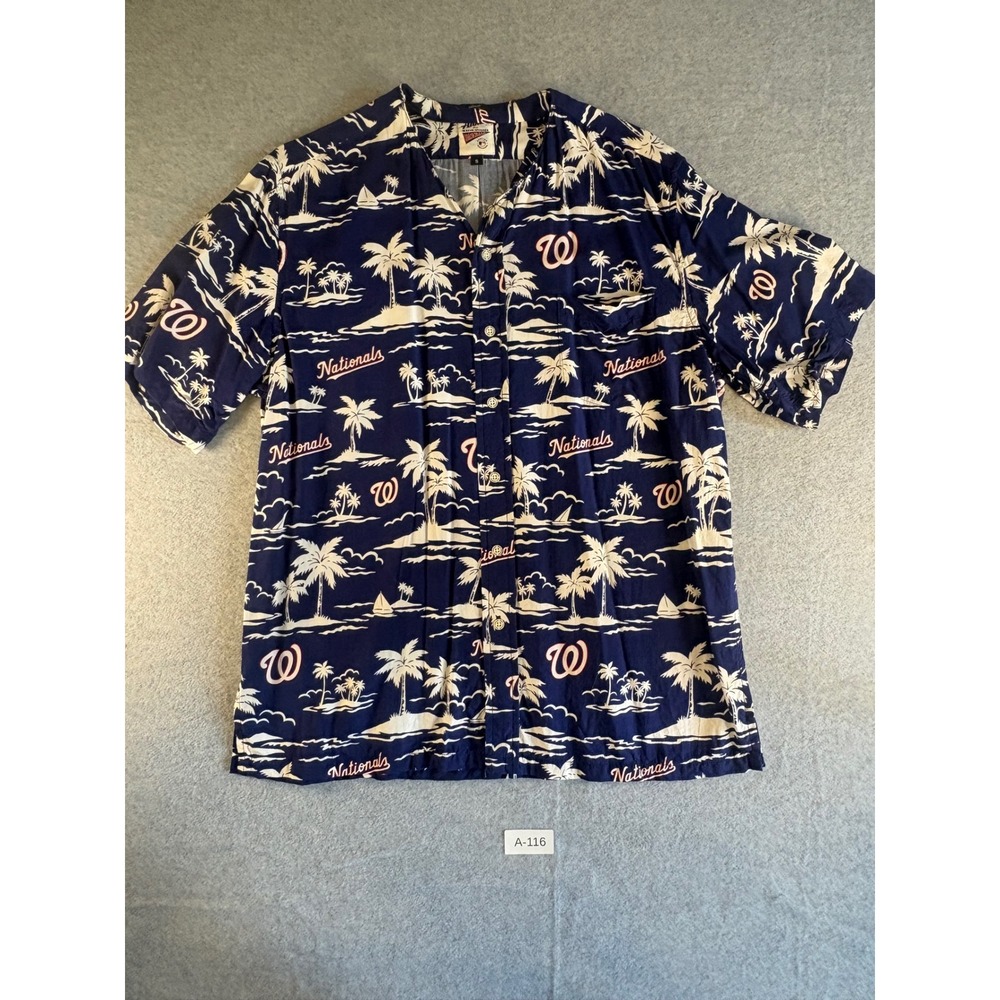 Reyn Spooner MLB Washington Nationals Aloha Shirt Mens Small Navy Blue Tropical